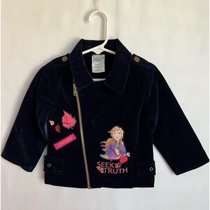 Disney Frozen II "My Destiny's Calling" Girls Velvet Zip Front Jacket Size 2T